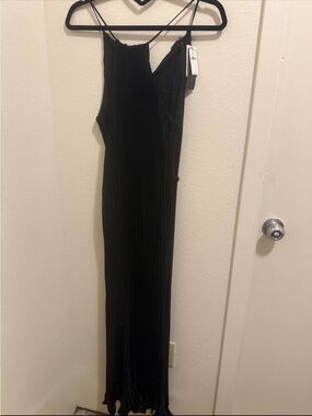 Banana Republic Black Pleated Maxi Dress with Spaghetti Straps